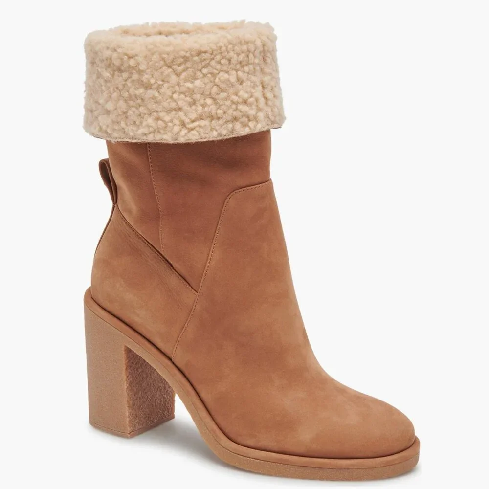 Dolce Vita Caddie Plush Boots Praline 7.5 Sherpa Lined Slouchy Après Ski Boho